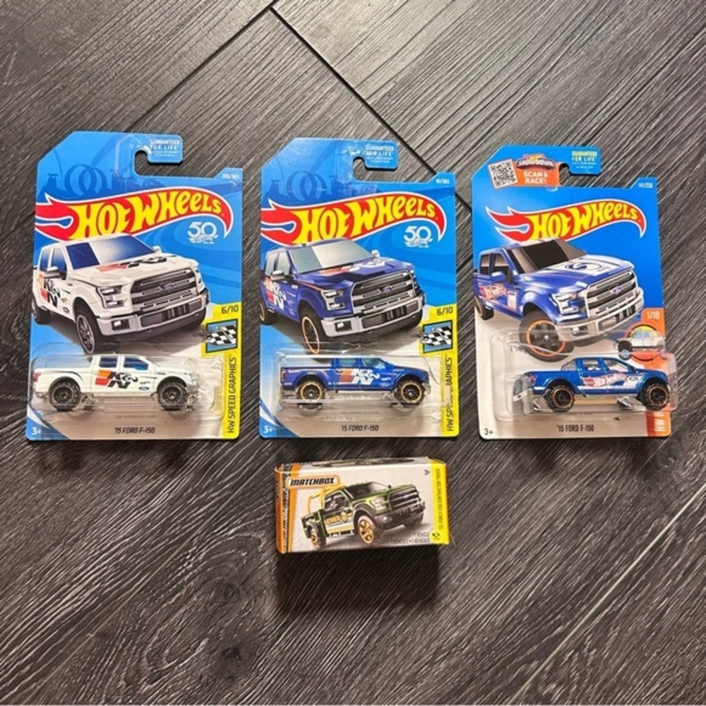Hot Wheels 50th Anniversary Ford F-150 Lot + Matchbox Contractor Truck